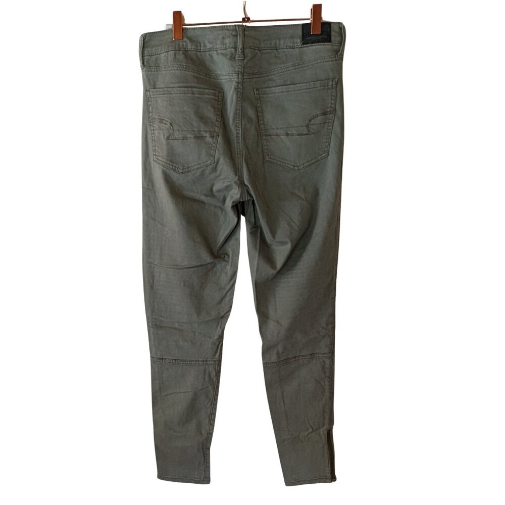 American Eagle Outfitters Hi-Rise Moto Jegging in Military Green - Picture 2 of 7